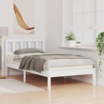vidaXL Cadru de pat cu headboard Alb 75 x 190 cm Lemn masiv de pin vidaXL Cadru de pat cu headboard Alb 75 x 190 cm Lemn masiv de pin