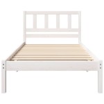 vidaXL Cadru de pat cu headboard Alb 75 x 190 cm Lemn masiv de pin vidaXL Cadru de pat cu headboard Alb 75 x 190 cm Lemn masiv de pin
