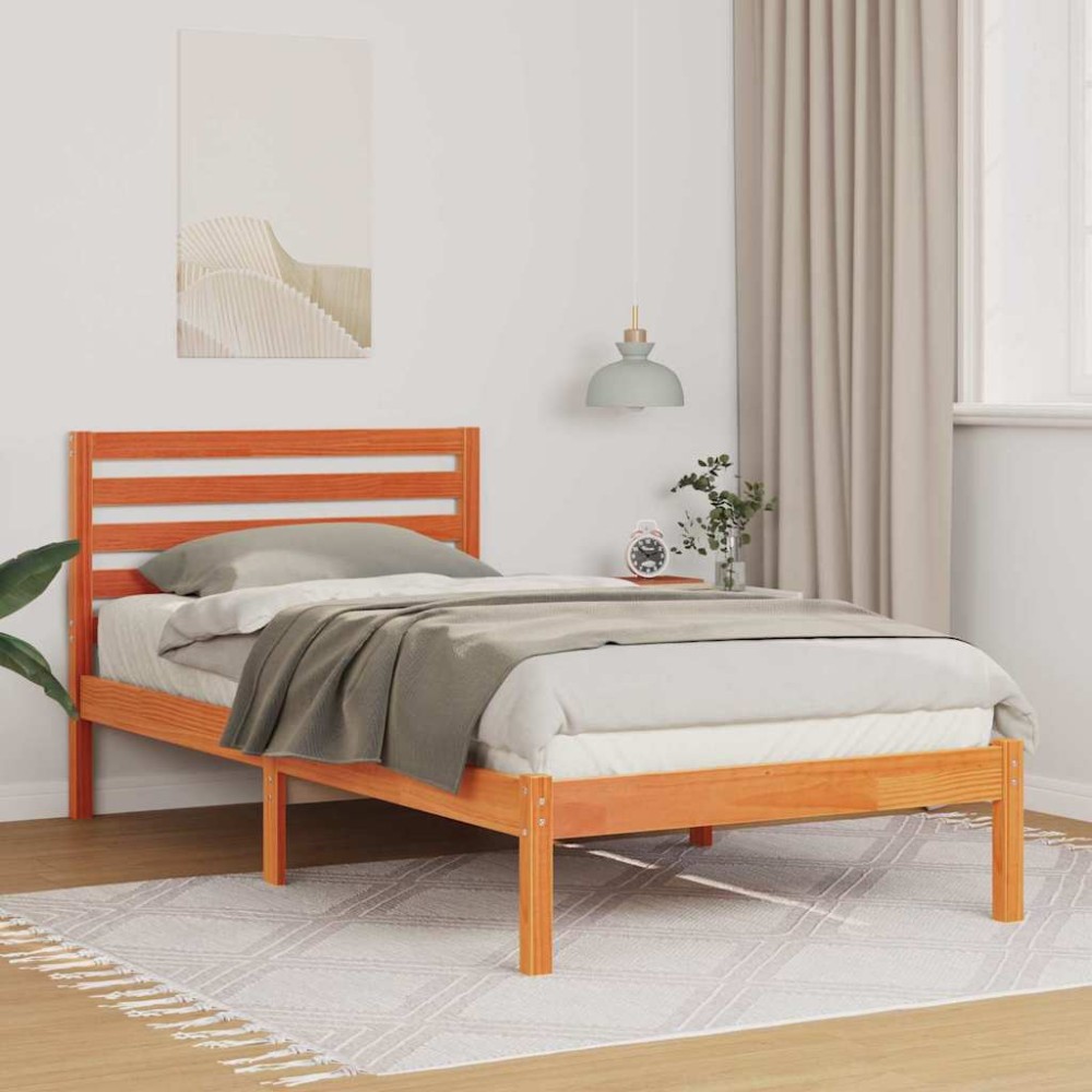 vidaXL Cadru de pat Maro ceruit 90 x 200 cm Lemn masiv de pin