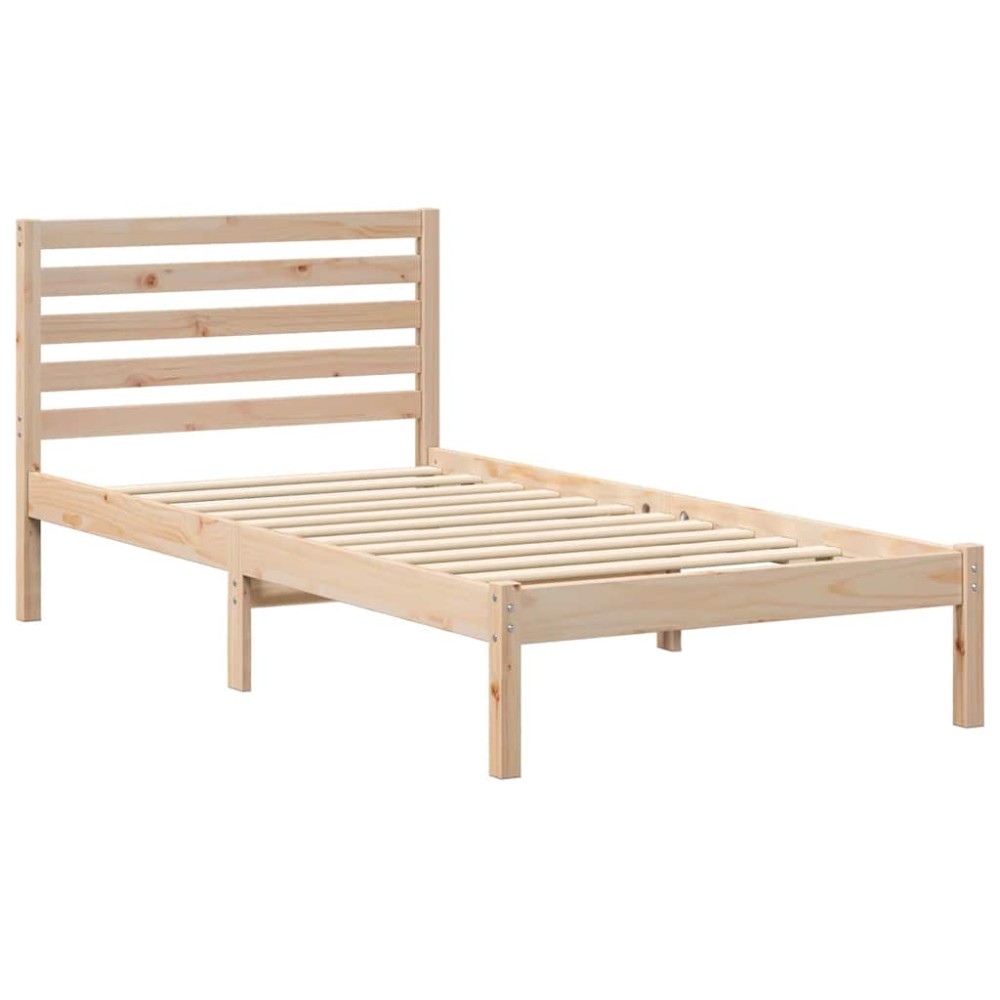 vidaXL Cadru de pat cu headboard Maro 100 x 200 cm Lemn masiv de pin