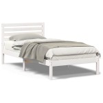 vidaXL Cadru de pat cu headboard Alb 100 x 200 cm Lemn masiv de pin