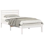 vidaXL Cadru de pat cu headboard Alb 75 x 190 cm Lemn masiv de pin vidaXL Cadru de pat cu headboard Alb 75 x 190 cm Lemn masiv de pin