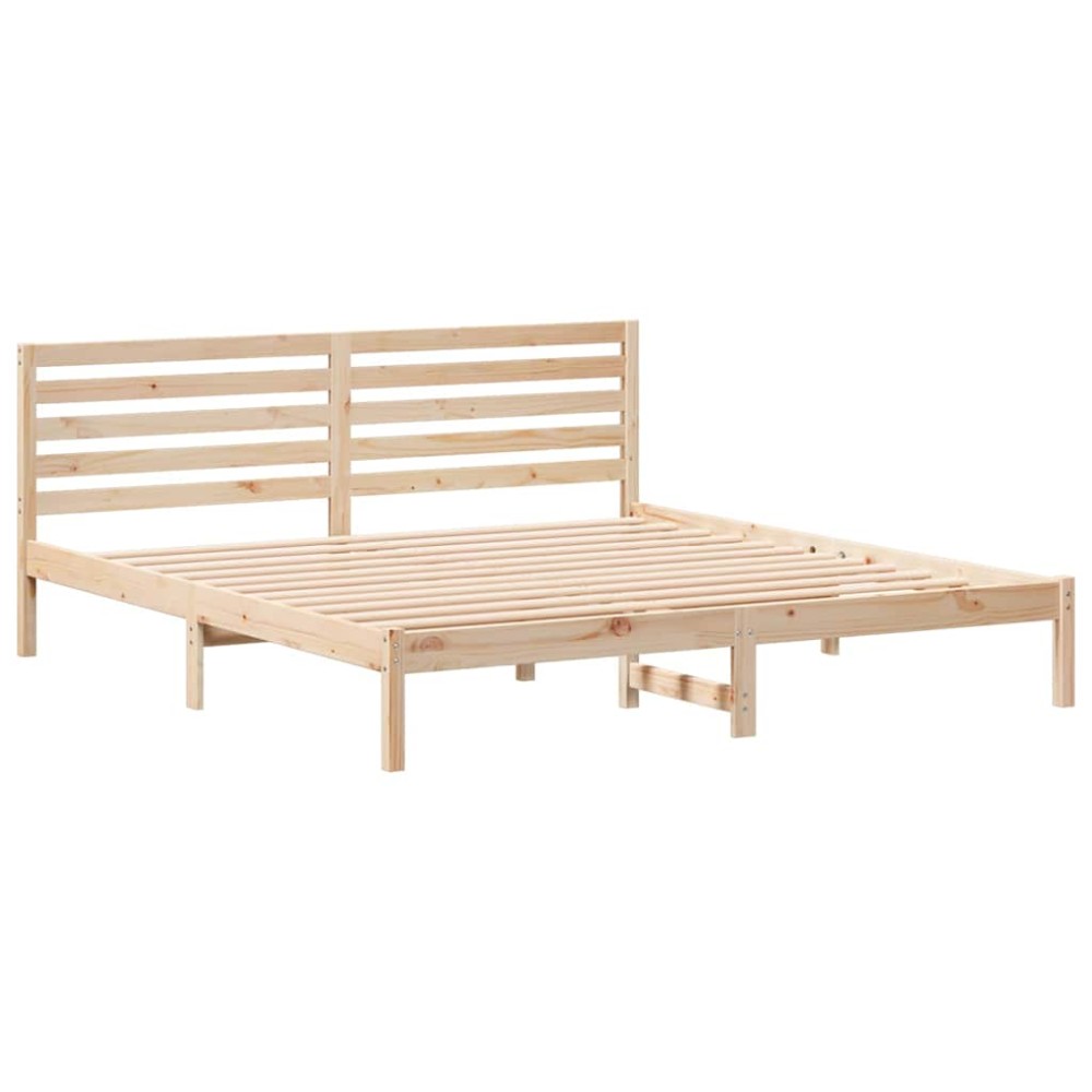 vidaXL Cadru de pat cu headboard Maro 200 x 200 cm Lemn masiv de pin