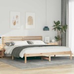 vidaXL Cadru de pat cu headboard Maro 200 x 200 cm Lemn masiv de pin vidaXL Cadru de pat cu headboard Maro 200 x 200 cm Lemn masiv de pin
