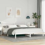 vidaXL Cadru de pat cu headboard Alb 200 x 200 cm Lemn masiv de pin vidaXL Cadru de pat cu headboard Alb 200 x 200 cm Lemn masiv de pin