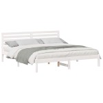 vidaXL Cadru de pat cu headboard Alb 200 x 200 cm Lemn masiv de pin vidaXL Cadru de pat cu headboard Alb 200 x 200 cm Lemn masiv de pin
