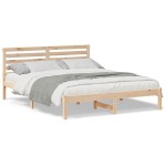 vidaXL Cadru de pat cu headboard Maro 160 x 200 cm Lemn de pin masiv