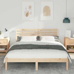 vidaXL Cadru de pat cu headboard Maro 160 x 200 cm Lemn de pin masiv