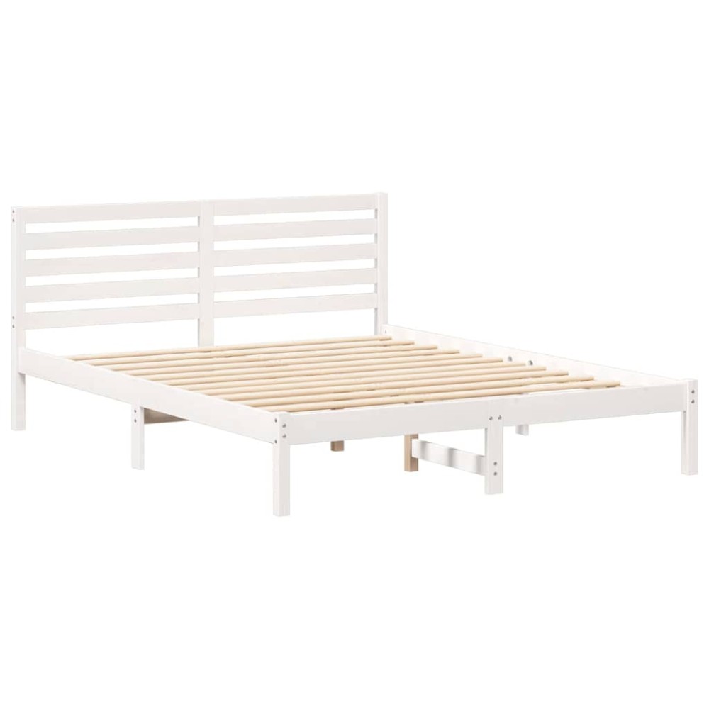 vidaXL Cadru de pat cu headboard Alb 160 x 200 cm Lemn masiv de pin