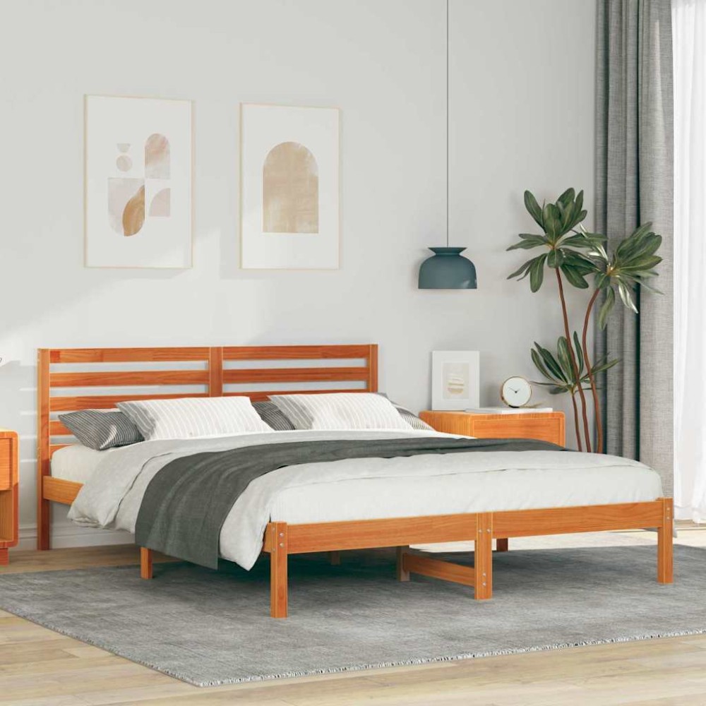vidaXL Cadru de pat Maro ceruit 160 x 200 cm Lemn masiv de pin