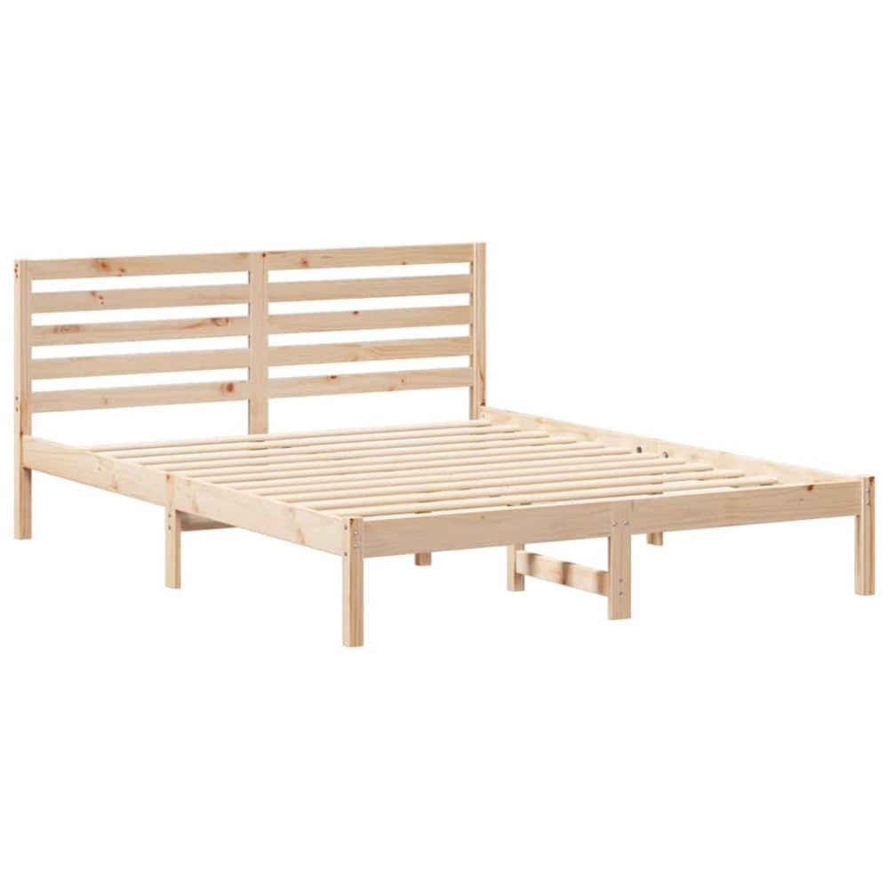vidaXL Cadru de pat cu headboard Maro 150 x 200 cm Lemn masiv de pin