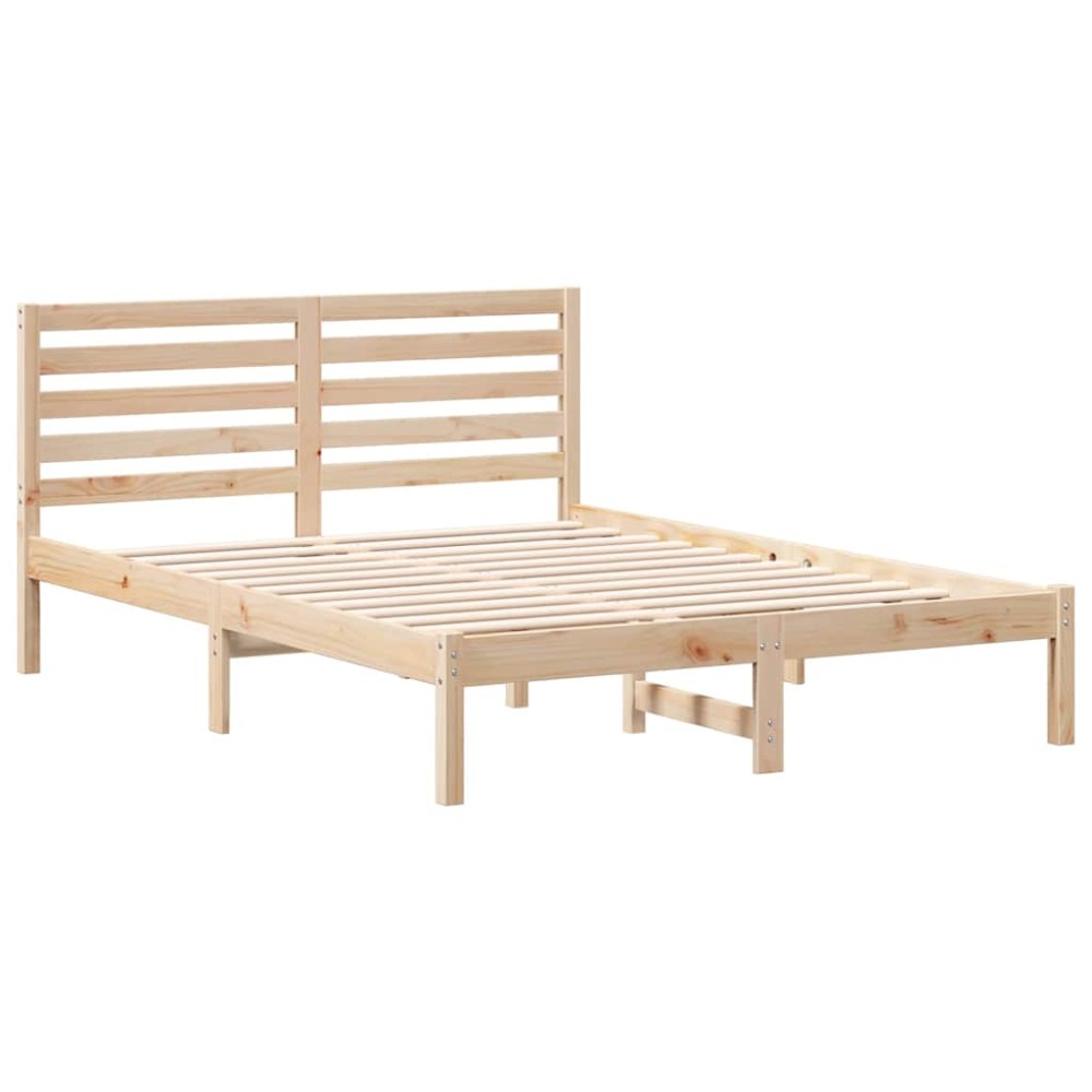 vidaXL Cadru de pat cu headboard Maro 120 x 190 cm Lemn masiv de pin
