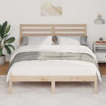 vidaXL Cadru de pat cu headboard Maro 120 x 190 cm Lemn masiv de pin vidaXL Cadru de pat cu headboard Maro 120 x 190 cm Lemn masiv de pin