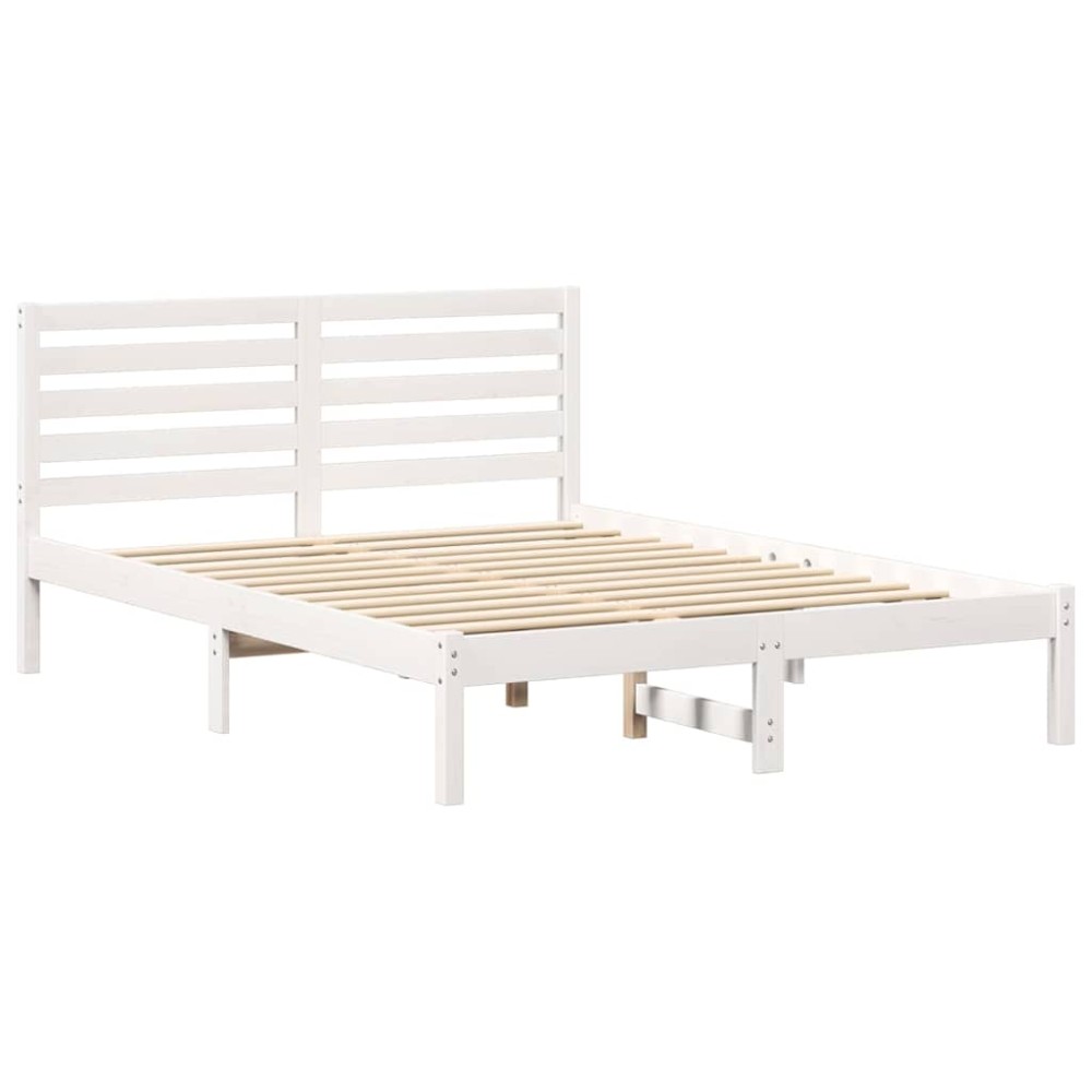 vidaXL Cadru de pat cu headboard Alb 120 x 190 cm Lemn masiv de pin