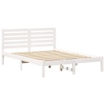vidaXL Cadru de pat cu headboard Alb 120 x 190 cm Lemn masiv de pin