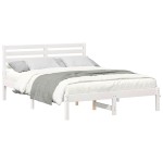 vidaXL Cadru de pat cu headboard Alb 120 x 190 cm Lemn masiv de pin