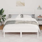 vidaXL Cadru de pat cu headboard Alb 120 x 190 cm Lemn masiv de pin