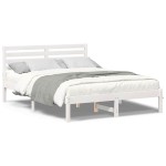 vidaXL Cadru de pat cu headboard Alb 140 x 190 cm Lemn de pin masiv
