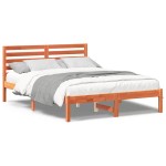 vidaXL Cadru de pat Maro ceruit 140 x 190 cm Lemn masiv de pin vidaXL Cadru de pat Maro ceruit 140 x 190 cm Lemn masiv de pin