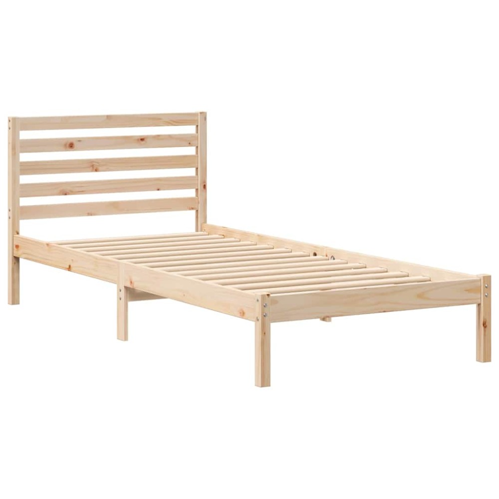 vidaXL Cadru de pat cu headboard Maro 100 x 210 cm Lemn masiv de pin