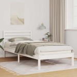 vidaXL Cadru de pat cu headboard Alb 100 x 210 cm Lemn masiv de pin