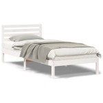 vidaXL Cadru de pat cu headboard Alb 100 x 210 cm Lemn masiv de pin