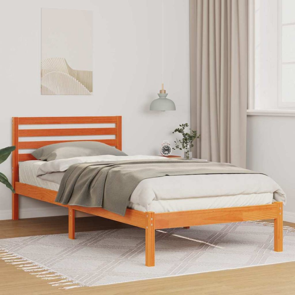 vidaXL Cadru de pat Maro ceruit 100 x 210 cm Lemn masiv de pin