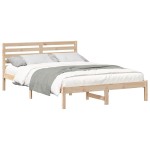vidaXL Cadru de pat cu headboard Maro 140 x 210 cm Lemn masiv de pin vidaXL Cadru de pat cu headboard Maro 140 x 210 cm Lemn masiv de pin