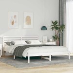 vidaXL Cadru de pat cu headboard Alb 160 x 210 cm Lemn masiv de pin vidaXL Cadru de pat cu headboard Alb 160 x 210 cm Lemn masiv de pin