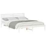 vidaXL Cadru de pat cu headboard Alb 160 x 210 cm Lemn masiv de pin vidaXL Cadru de pat cu headboard Alb 160 x 210 cm Lemn masiv de pin