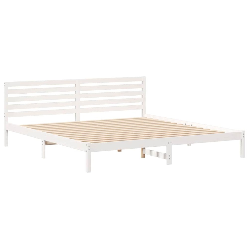 vidaXL Cadru de pat cu headboard Alb 180 x 210 cm Lemn masiv de pin