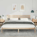 vidaXL Cadru de pat cu headboard Maro 200 x 210 cm Lemn masiv de pin vidaXL Cadru de pat cu headboard Maro 200 x 210 cm Lemn masiv de pin