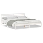 vidaXL Cadru de pat cu headboard Alb 200 x 210 cm Lemn masiv de pin vidaXL Cadru de pat cu headboard Alb 200 x 210 cm Lemn masiv de pin
