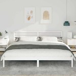 vidaXL Cadru de pat cu headboard Alb 200 x 210 cm Lemn masiv de pin vidaXL Cadru de pat cu headboard Alb 200 x 210 cm Lemn masiv de pin