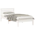 vidaXL Cadru de pat cu headboard Alb 100 x 220 cm Lemn masiv de pin