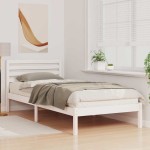 vidaXL Cadru de pat cu headboard Alb 100 x 220 cm Lemn masiv de pin