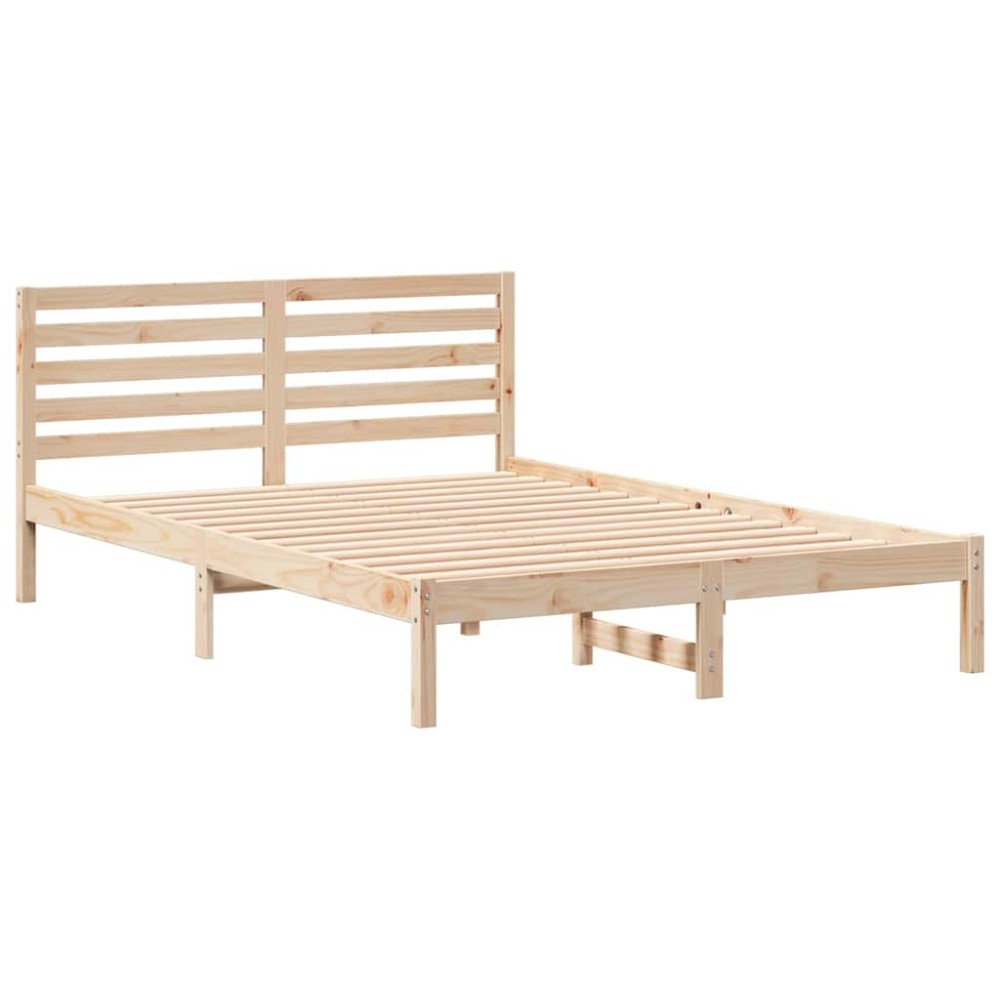 vidaXL Cadru de pat cu headboard Maro 140 x 220 cm Lemn masiv de pin