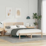 vidaXL Cadru de pat cu headboard Maro 140 x 220 cm Lemn masiv de pin