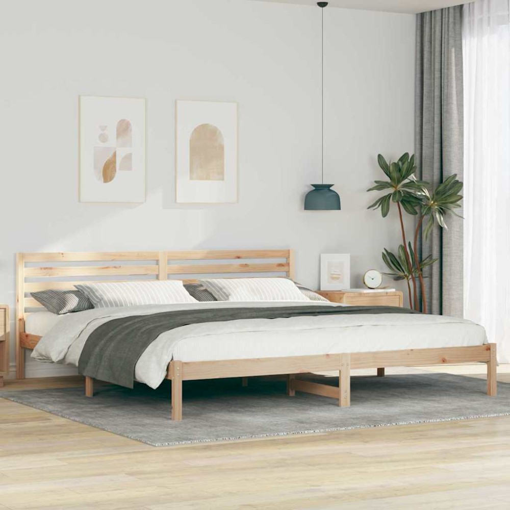 vidaXL Cadru de pat cu headboard Maro 200 x 220 cm Lemn masiv de pin