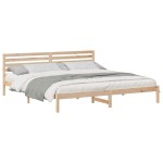 vidaXL Cadru de pat cu headboard Maro 200 x 220 cm Lemn masiv de pin vidaXL Cadru de pat cu headboard Maro 200 x 220 cm Lemn masiv de pin