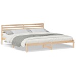 vidaXL Cadru de pat cu headboard Maro 200 x 220 cm Lemn masiv de pin vidaXL Cadru de pat cu headboard Maro 200 x 220 cm Lemn masiv de pin