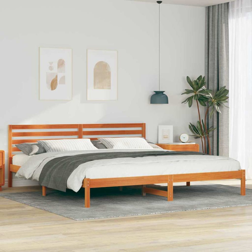 vidaXL Cadru de pat Maro ceruit 200 x 220 cm Lemn masiv de pin