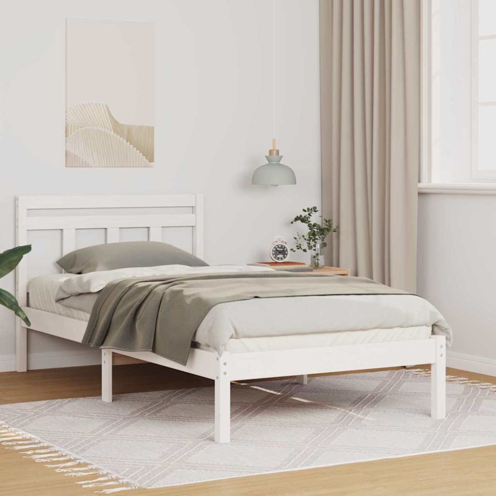 vidaXL Cadru de pat Alb 80 x 200 cm Lemn masiv de pin