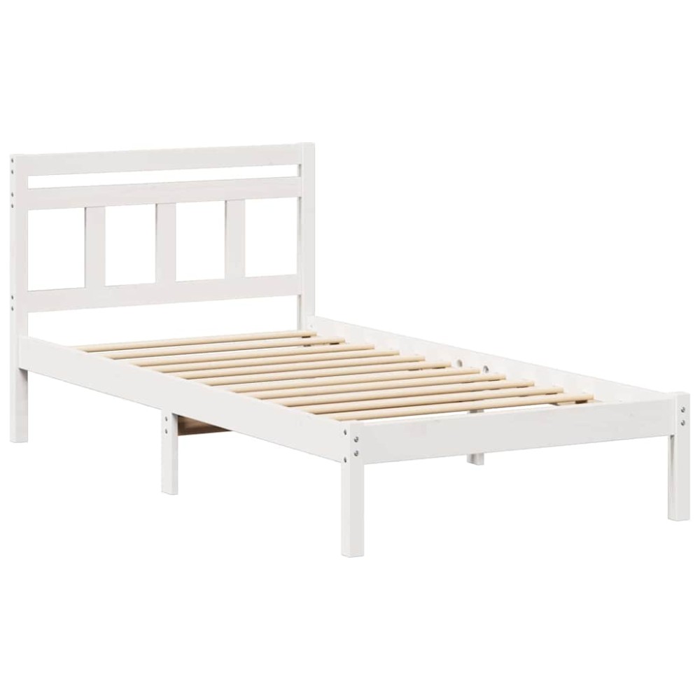vidaXL Cadru de pat Alb 100 x 200 cm Lemn masiv de pin