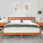 vidaXL Cadru de pat cu headboard Maro Lemn de brad vidaXL Cadru de pat cu headboard Maro Lemn de brad
