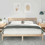 vidaXL Cadru de pat cu headboard Maro Lemn de brad vidaXL Cadru de pat cu headboard Maro Lemn de brad