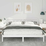 vidaXL Cadru de pat cu headboard Alb Lemn masiv de pin