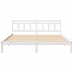 vidaXL Cadru de pat cu headboard Alb Lemn masiv de pin