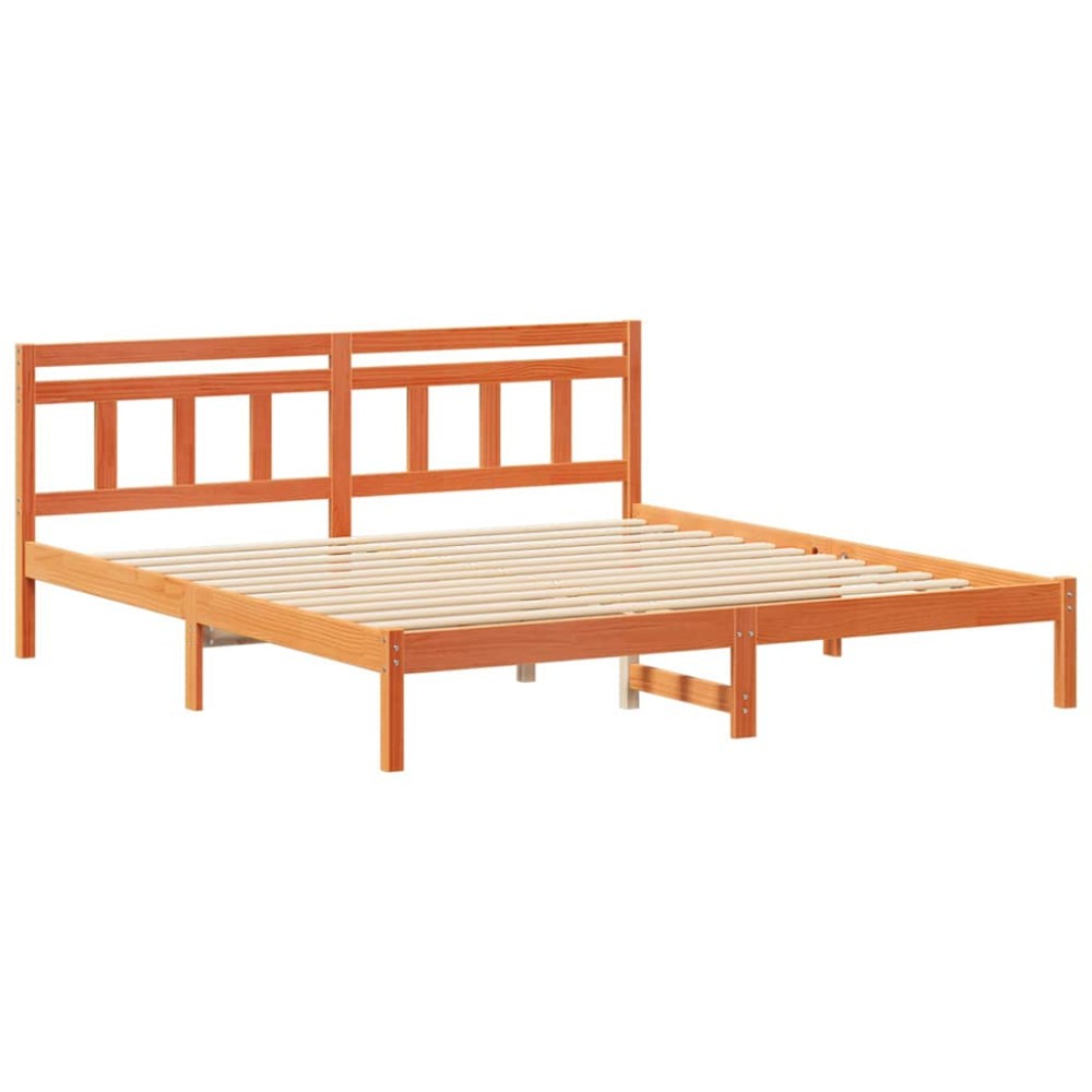 vidaXL Cadru de pat cu headboard Maro Lemn de brad