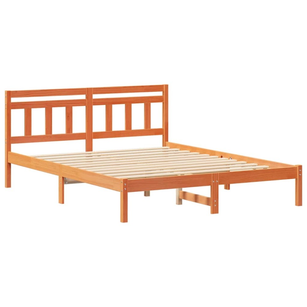 vidaXL Cadru de pat cu headboard Maro Lemn masiv de pin